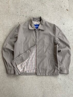 80s Vintgage Plaid Linning Harington Style Zip-Up Lightweight Jacket